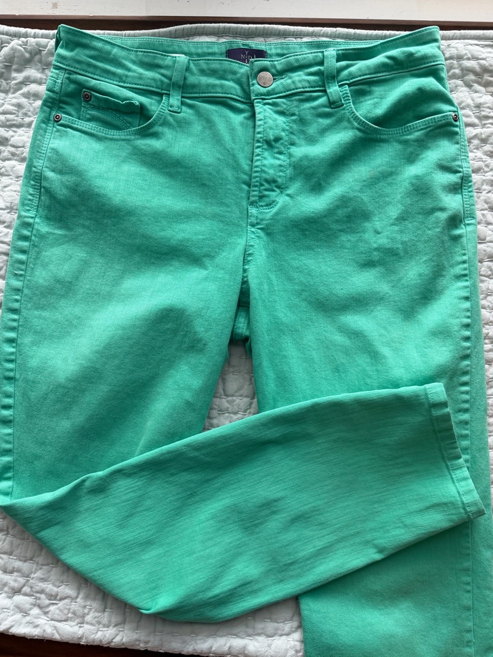 NYDJ Clarissa Ankle Skinny Jeans Mint Spearmint Green Lift Tuck Size 10 - Picture 3 of 11
